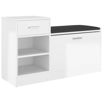 Banco zapatero madera de ingeniería blanco brillo 94,5x31x57 cm Banco zapatero madera de ingeniería blanco brillo 94,5x31x57 cm