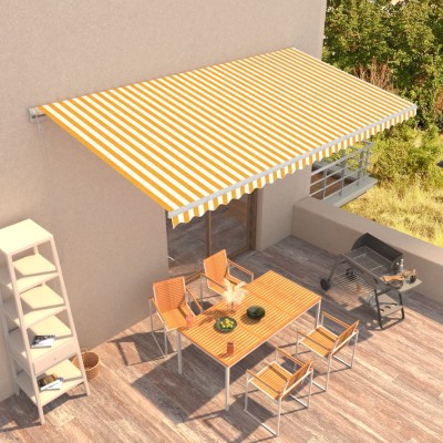 Toldo automático retráctil amarillo y blanco 600x300 cm Toldo automático retráctil amarillo y blanco 600x300 cm