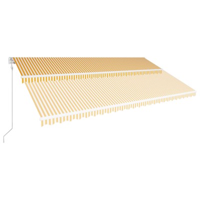 Toldo automático retráctil amarillo y blanco 600x300 cm Toldo automático retráctil amarillo y blanco 600x300 cm