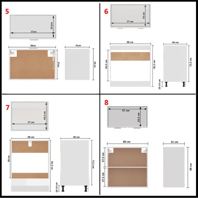 Juego muebles de cocina 8 pzas madera ingeniería blanco brillo Juego muebles de cocina 8 pzas madera ingeniería blanco brillo