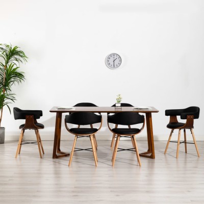 Sillas de comedor 6 uds cuero sintético y madera curvada negro Sillas de comedor 6 uds cuero sintético y madera curvada negro