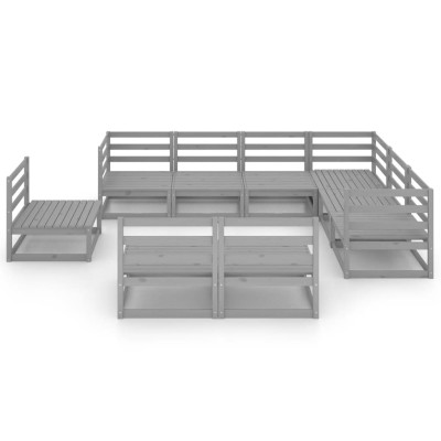 Juego de muebles de jardín 9 pzas y cojines gris madera pino Juego de muebles de jardín 9 pzas y cojines gris madera pino