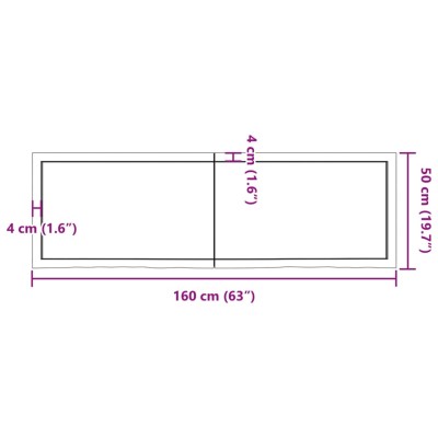 Tablero de mesa madera maciza roble sin tratar 160x50x(2-4) cm Tablero de mesa madera maciza roble sin tratar 160x50x(2-4) cm