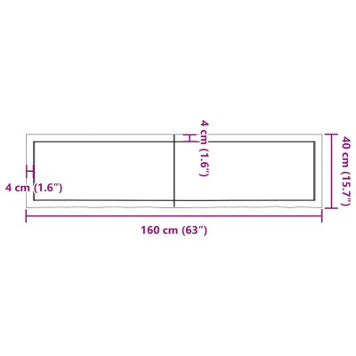 Tablero mesa madera roble tratada marrón claro 160x40x(2-4) cm Tablero mesa madera roble tratada marrón claro 160x40x(2-4) cm