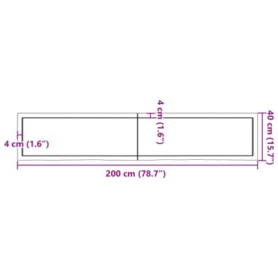 Tablero mesa madera roble tratada marrón oscuro 200x40x(2-4) cm Tablero mesa madera roble tratada marrón oscuro 200x40x(2-4) cm