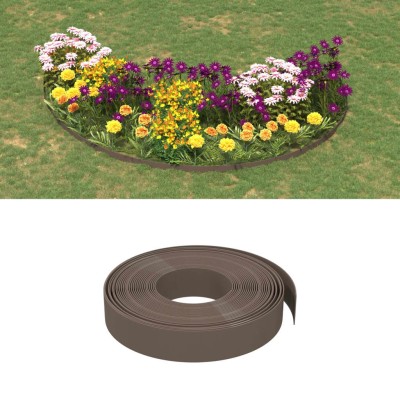 Borduras de jardín 4 uds polietileno marrón 10 m 10 cm Borduras de jardín 4 uds polietileno marrón 10 m 10 cm