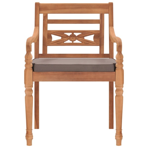 Sillas Batavia 2 uds madera maciza teca con cojines gris oscuro Sillas Batavia 2 uds madera maciza teca con cojines gris oscuro