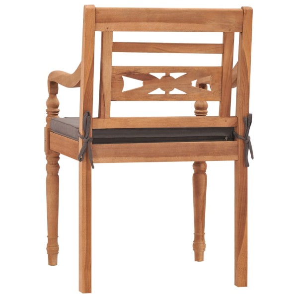 Sillas Batavia 2 uds madera maciza teca con cojines gris oscuro Sillas Batavia 2 uds madera maciza teca con cojines gris oscuro
