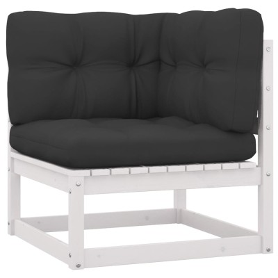 Set muebles jardín con cojines 8 pzas madera maciza pino blanco Set muebles jardín con cojines 8 pzas madera maciza pino blanco