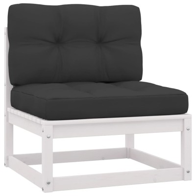 Set muebles jardín con cojines 8 pzas madera maciza pino blanco Set muebles jardín con cojines 8 pzas madera maciza pino blanco