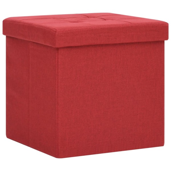 Taburete con almacenaje plegable lino sintético rojo vino tinto Taburete con almacenaje plegable lino sintético rojo vino tinto