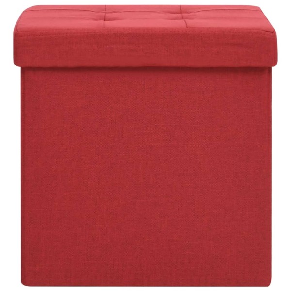 Taburete con almacenaje plegable lino sintético rojo vino tinto Taburete con almacenaje plegable lino sintético rojo vino tinto