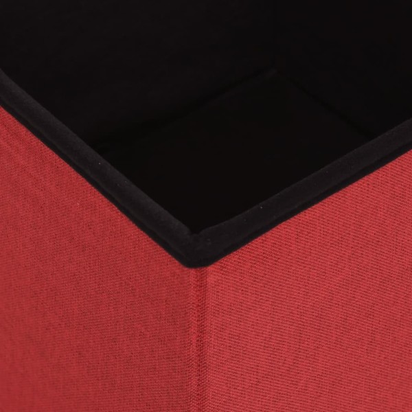 Taburete con almacenaje plegable lino sintético rojo vino tinto Taburete con almacenaje plegable lino sintético rojo vino tinto