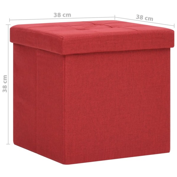 Taburete con almacenaje plegable lino sintético rojo vino tinto Taburete con almacenaje plegable lino sintético rojo vino tinto