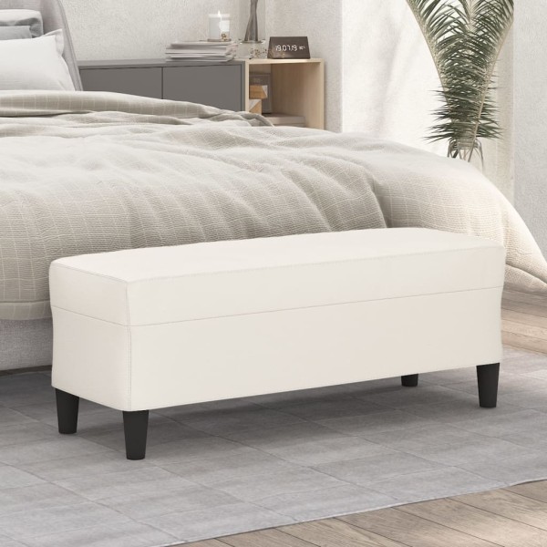 Banco de cuero sintético color crema 100x35x41 cm Banco de cuero sintético color crema 100x35x41 cm