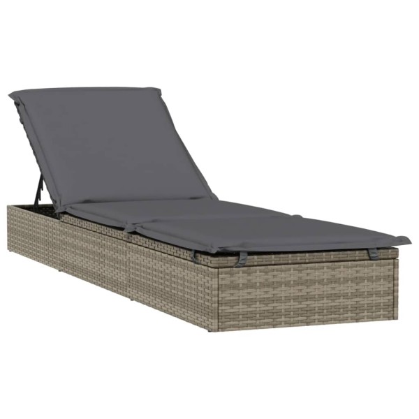Tumbona con toldo redondo ratán sintético gris 211x57x140 cm Tumbona con toldo redondo ratán sintético gris 211x57x140 cm