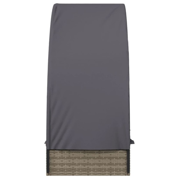 Tumbona con toldo redondo ratán sintético gris 211x57x140 cm Tumbona con toldo redondo ratán sintético gris 211x57x140 cm