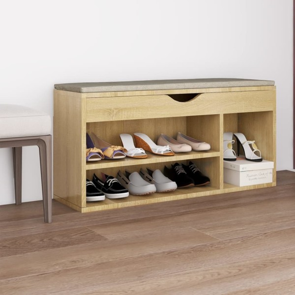 Banco zapatero con cojín madera ingeniería sonoma 104x30x49 cm Banco zapatero con cojín madera ingeniería sonoma 104x30x49 cm