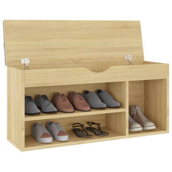 Banco zapatero con cojín madera ingeniería sonoma 104x30x49 cm Banco zapatero con cojín madera ingeniería sonoma 104x30x49 cm