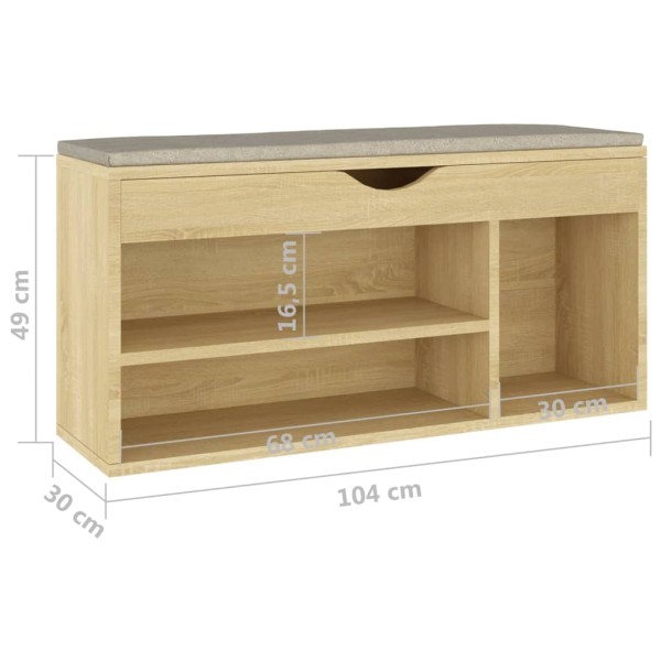 Banco zapatero con cojín madera ingeniería sonoma 104x30x49 cm Banco zapatero con cojín madera ingeniería sonoma 104x30x49 cm