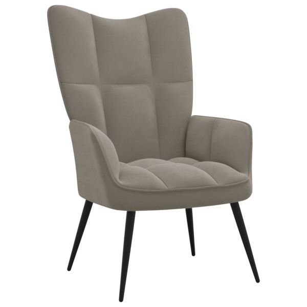 Silla de relajación con reposapiés terciopelo gris claro