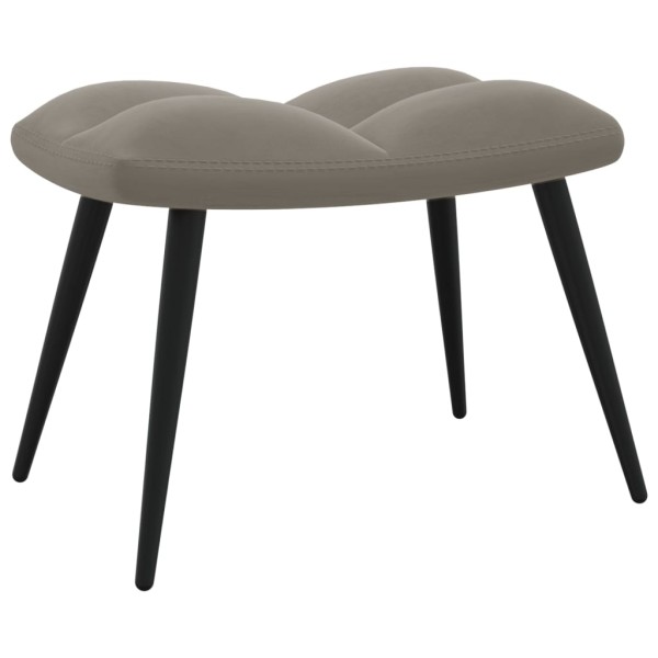 Silla de relajación con reposapiés terciopelo gris claro