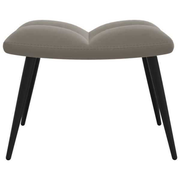 Silla de relajación con reposapiés terciopelo gris claro