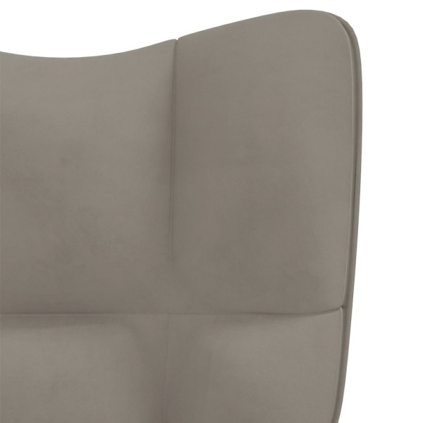 Silla de relajación con reposapiés terciopelo gris claro