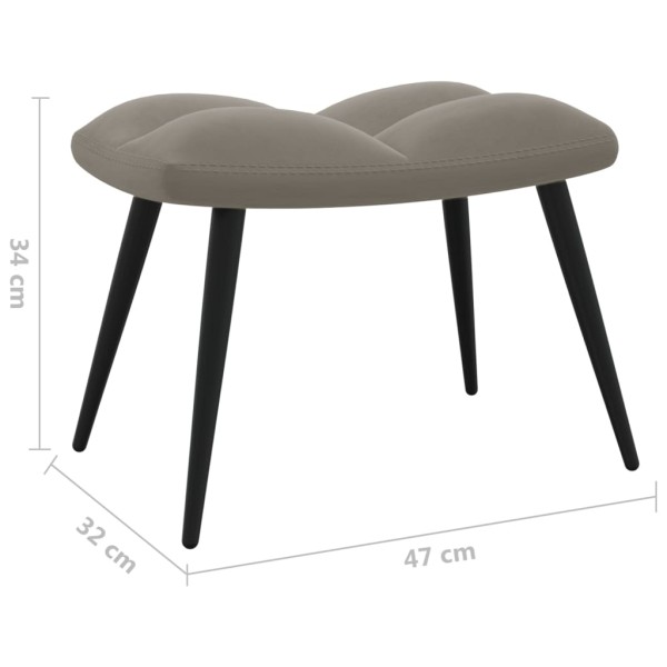 Silla de relajación con reposapiés terciopelo gris claro