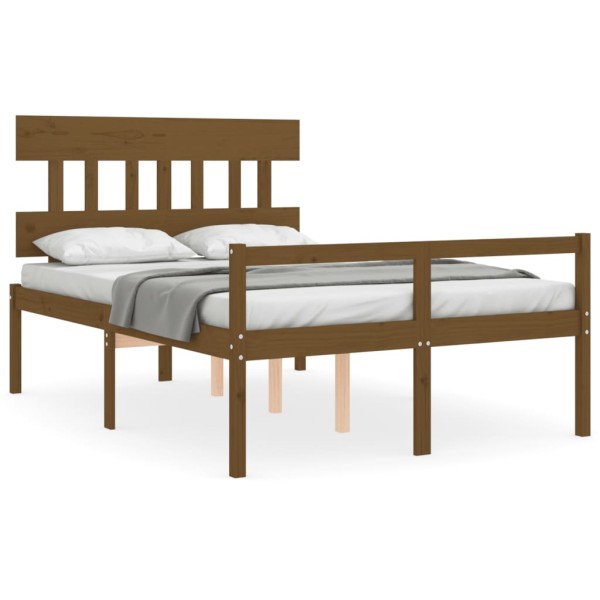 Cama personas mayores cabecero madera marrón miel 140x190 cm Cama personas mayores cabecero madera marrón miel 140x190 cm