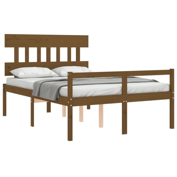 Cama personas mayores cabecero madera marrón miel 140x190 cm Cama personas mayores cabecero madera marrón miel 140x190 cm