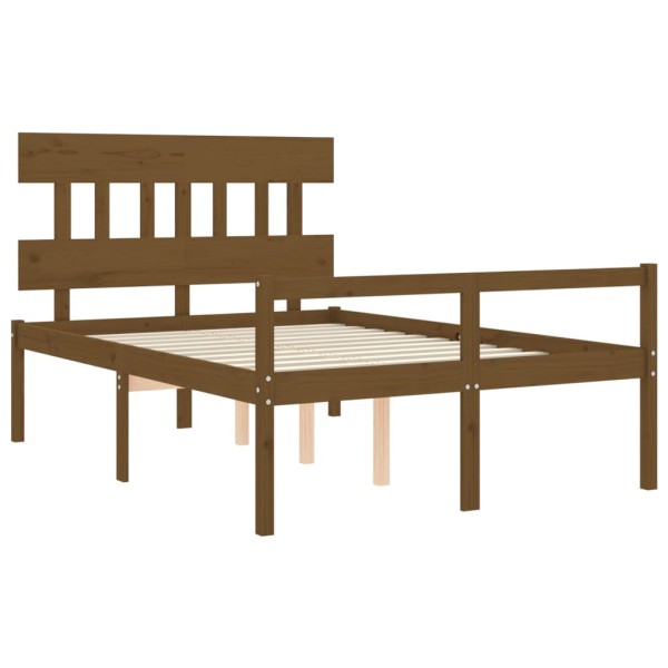 Cama personas mayores cabecero madera marrón miel 140x190 cm Cama personas mayores cabecero madera marrón miel 140x190 cm