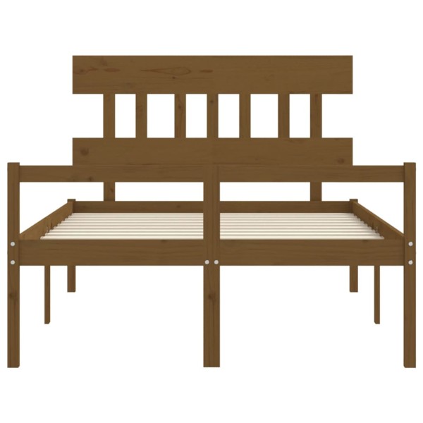 Cama personas mayores cabecero madera marrón miel 140x190 cm Cama personas mayores cabecero madera marrón miel 140x190 cm