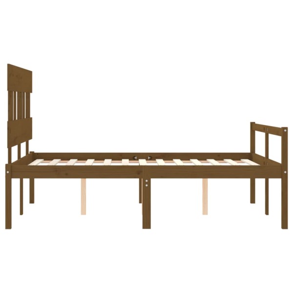 Cama personas mayores cabecero madera marrón miel 140x190 cm Cama personas mayores cabecero madera marrón miel 140x190 cm