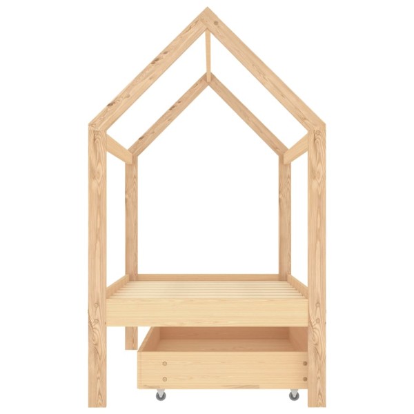 Estructura de cama infantil con cajón madera de pino 80x160 cm Estructura de cama infantil con cajón madera de pino 80x160 cm