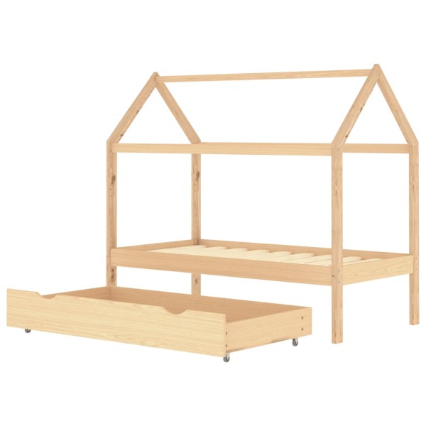 Estructura de cama infantil con cajón madera de pino 80x160 cm Estructura de cama infantil con cajón madera de pino 80x160 cm