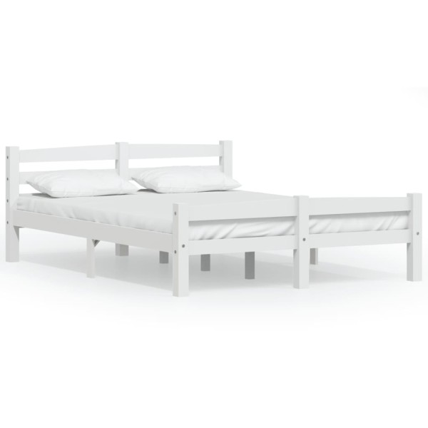 Estructura de cama de madera maciza de pino blanca 120x200 cm Estructura de cama de madera maciza de pino blanca 120x200 cm