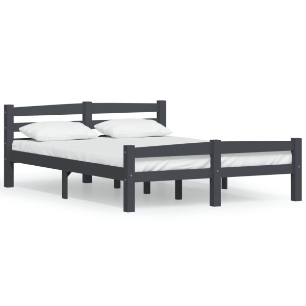 Estructura de cama madera maciza pino gris oscuro 120x200 cm Estructura de cama madera maciza pino gris oscuro 120x200 cm