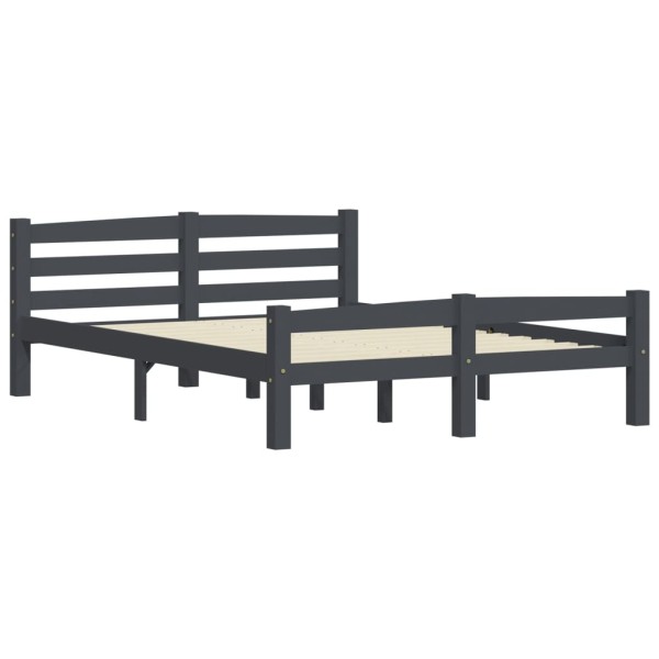 Estructura de cama madera maciza pino gris oscuro 120x200 cm Estructura de cama madera maciza pino gris oscuro 120x200 cm