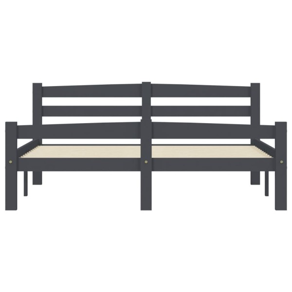 Estructura de cama madera maciza pino gris oscuro 120x200 cm Estructura de cama madera maciza pino gris oscuro 120x200 cm