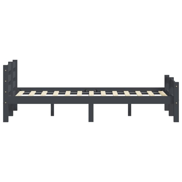 Estructura de cama madera maciza pino gris oscuro 120x200 cm Estructura de cama madera maciza pino gris oscuro 120x200 cm