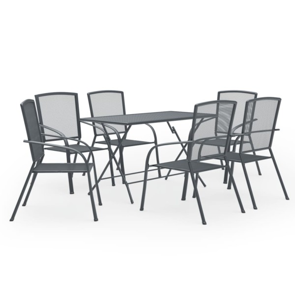 Juego de muebles de comedor de jardín 7 piezas acero antracita Juego de muebles de comedor de jardín 7 piezas acero antracita