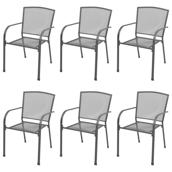 Juego de muebles de comedor de jardín 7 piezas acero antracita Juego de muebles de comedor de jardín 7 piezas acero antracita