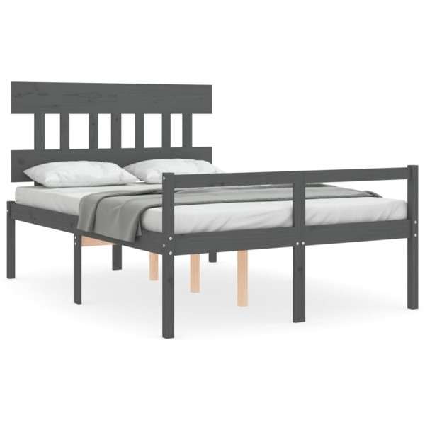 Cama para personas mayores con cabecero madera maciza gris Cama para personas mayores con cabecero madera maciza gris