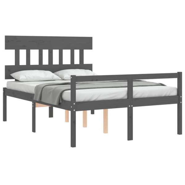 Cama para personas mayores con cabecero madera maciza gris Cama para personas mayores con cabecero madera maciza gris
