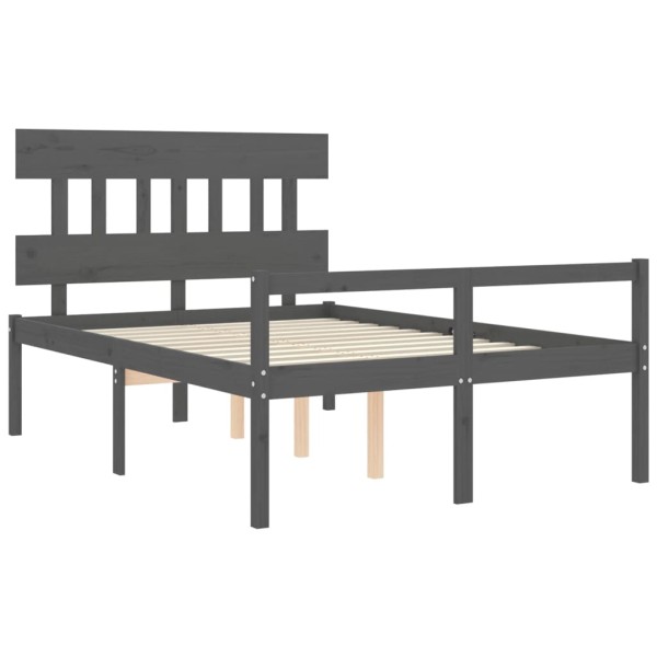 Cama para personas mayores con cabecero madera maciza gris Cama para personas mayores con cabecero madera maciza gris
