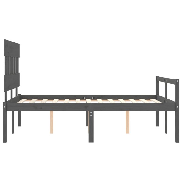 Cama para personas mayores con cabecero madera maciza gris Cama para personas mayores con cabecero madera maciza gris