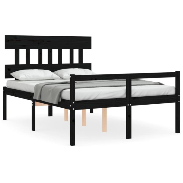 Cama personas mayores cabecero madera maciza negro 120x200 cm Cama personas mayores cabecero madera maciza negro 120x200 cm