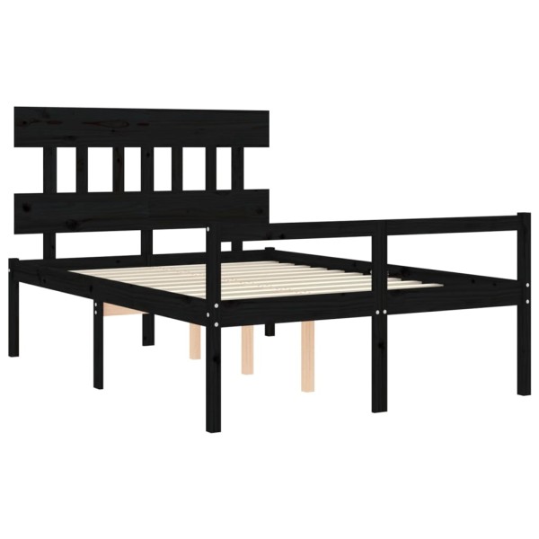 Cama personas mayores cabecero madera maciza negro 120x200 cm Cama personas mayores cabecero madera maciza negro 120x200 cm