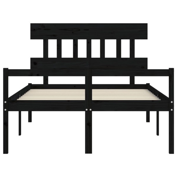 Cama personas mayores cabecero madera maciza negro 120x200 cm Cama personas mayores cabecero madera maciza negro 120x200 cm